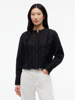 Lace-Trim Poplin Shirt — Black 1