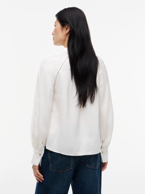 Женская блузка Tommy Hilfiger Regular Fit Collarless Blouse, цвет: Слоновая кость шёлковый — фото 4