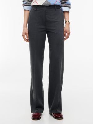 Pleated Stretch Twill Straight Leg Pant, Medium Grey Heather
