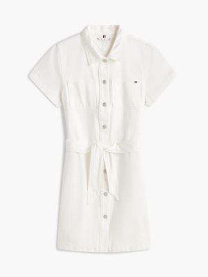 Tommy Hilfiger Belted White Denim Shirtdress — фото 3
