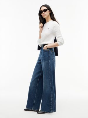 Женские джинсы Tommy Hilfiger Medium Wash High-Rise Wide Leg, цвет: Синий — фото 3