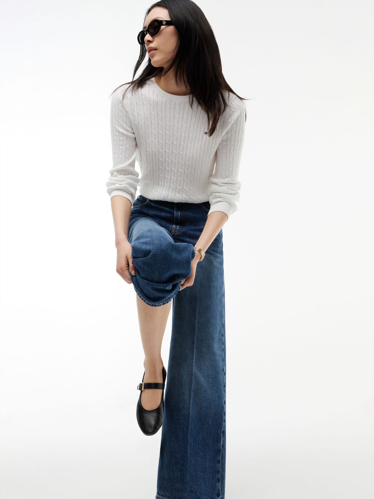 Medium Wash High-Rise Wide Leg Jean — Blue