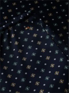 Foulard Print Satin Pull-On Pant — Navy Foulard 6
