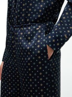Foulard Print Satin Pull-On Pant — Navy Foulard 3