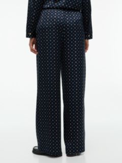 Foulard Print Satin Pull-On Pant — Navy Foulard 4