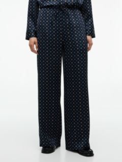 Foulard Print Satin Pull-On Pant — Navy Foulard 1