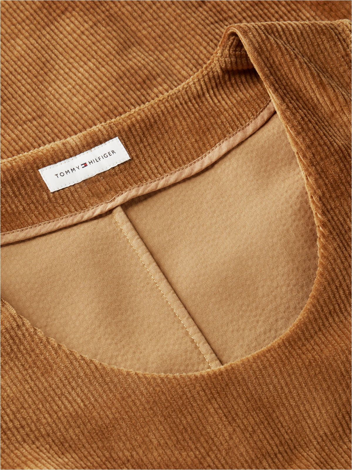 Stretch Corduroy Mini Shift Dress — Desert Khaki