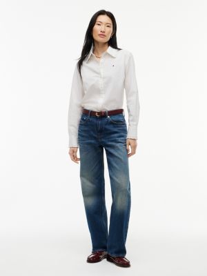 Женская рубашка Tommy Hilfiger Regular Fit Ruffle-Trim Oxford, цвет: Экрю — фото 2