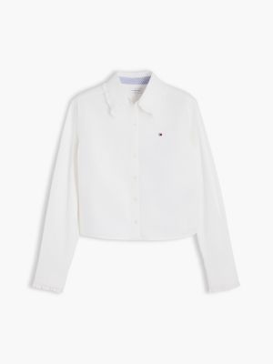 Женская рубашка Tommy Hilfiger Regular Fit Ruffle-Trim Oxford, цвет: Экрю — фото 5