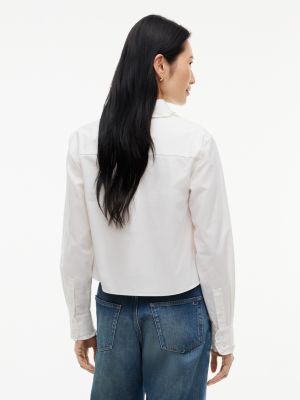 Женская рубашка Tommy Hilfiger Regular Fit Ruffle-Trim Oxford, цвет: Экрю — фото 4