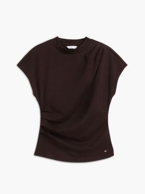 Женская футболка Tommy Hilfiger Slim Fit Draped Interlock, цвет: Шоколадный — фото 5
