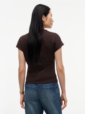 Женская футболка Tommy Hilfiger Slim Fit Draped Interlock, цвет: Шоколадный — фото 4