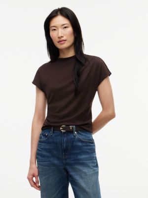 Slim Fit Draped Interlock T-Shirt, Chocolate