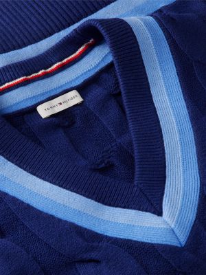 Женский свитер Tommy Hilfiger Relaxed Fit Cable Knit Cricket, цвет: Синий чернильный — фото 6