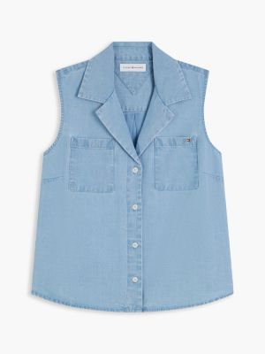 Женские рубашки Tommy Hilfiger Sleeveless Chambray Shirt — фото 5