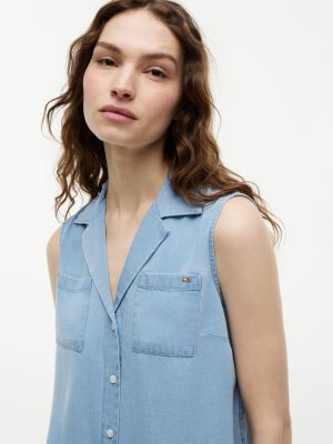 Женские рубашки Tommy Hilfiger Sleeveless Chambray Shirt — фото 3