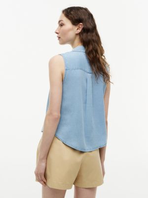 Женские рубашки Tommy Hilfiger Sleeveless Chambray Shirt — фото 4