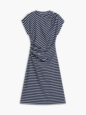 Женское платье Tommy Hilfiger Draped Cotton Interlock, цвет: Полосатый / Тёмно-синий — фото 5