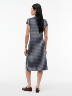 Draped Cotton Interlock Dress — Breton Stripe / Navy 4