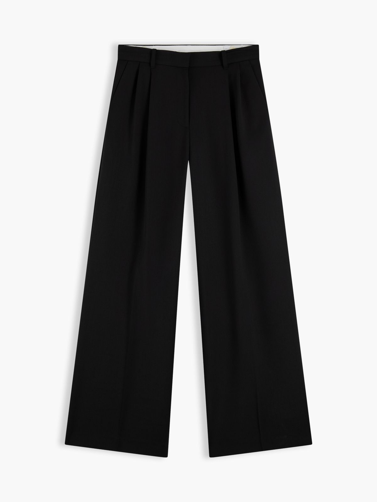 Wool-Blend Wide Leg Pant — Black