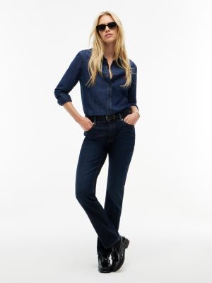 Женские джинсы Tommy Hilfiger Mid-Rise Stretch Slim Jean, цвет: Глубокий тёмный океанский — фото 2