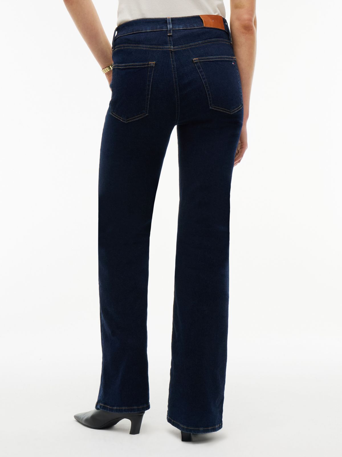 Mid-Rise Stretch Flared Jean — Deep Dark Wash
