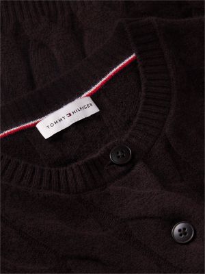 Женский кардиган Tommy Hilfiger Boxy Fit Cable Knit Wool, цвет: Шоколадный — фото 6