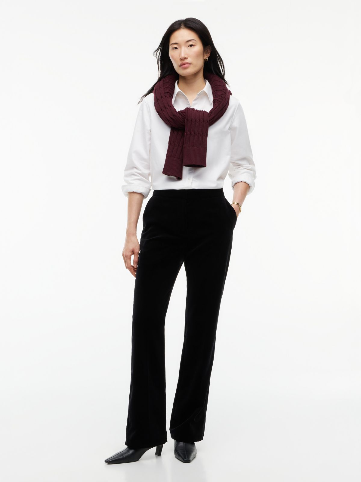 Velvet Slim Bootcut Pant — Black