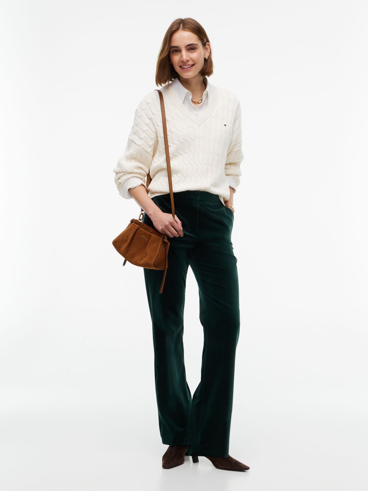 Velvet Slim Bootcut Pant — Deep Evergreen