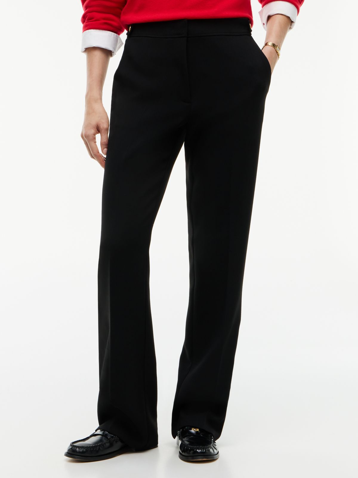 Slim Bootcut Ponte Pant — Black