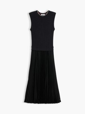 Женское платье Tommy Hilfiger Mixed-Media Sleeveless Pleated, цвет: Чёрный — фото 5