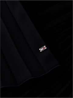 Mixed-Media Sleeveless Pleated Dress — Black 6