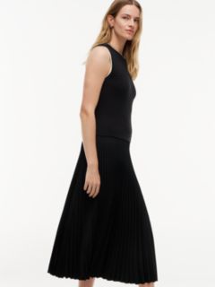 Mixed-Media Sleeveless Pleated Dress — Black 3