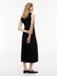 Mixed-Media Sleeveless Pleated Dress — Black 4
