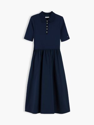 Женское платье Tommy Hilfiger Mixed Media Polo Midi, цвет: Тёмный синий — фото 5