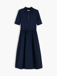 Mixed Media Polo Midi Dress — Dark Blue 5