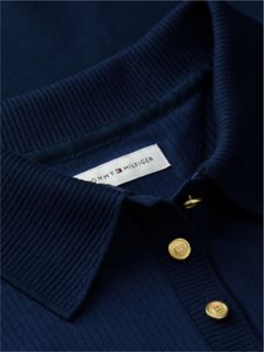 Mixed Media Polo Midi Dress — Dark Blue 6