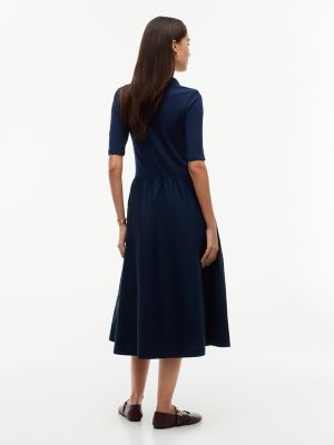 Женское платье Tommy Hilfiger Mixed Media Polo Midi, цвет: Тёмный синий — фото 4