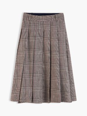 Женская юбка Tommy Hilfiger Pleated Wool-Blend Check Midi, цвет: Красный клетчатый — фото 7