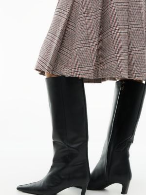 Женская юбка Tommy Hilfiger Pleated Wool-Blend Check Midi, цвет: Красный клетчатый — фото 3