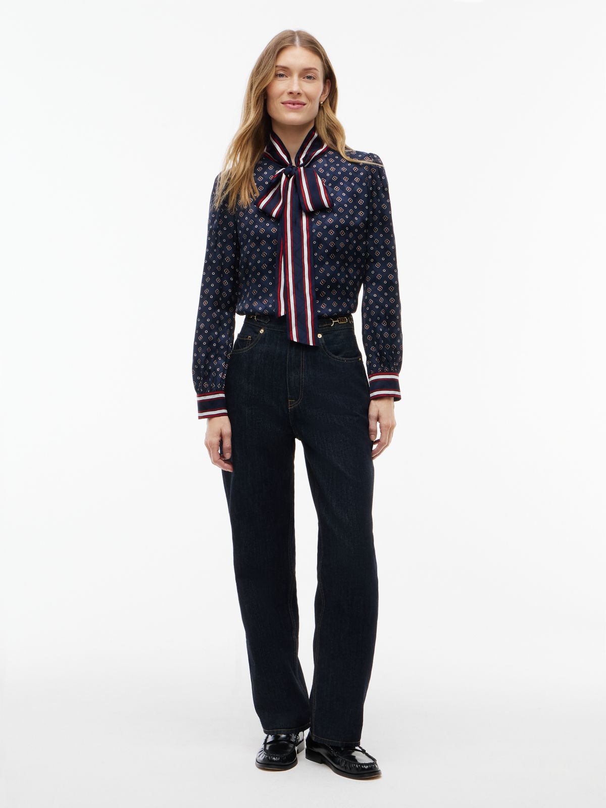 Foulard Bow Blouse — Foulard Navy