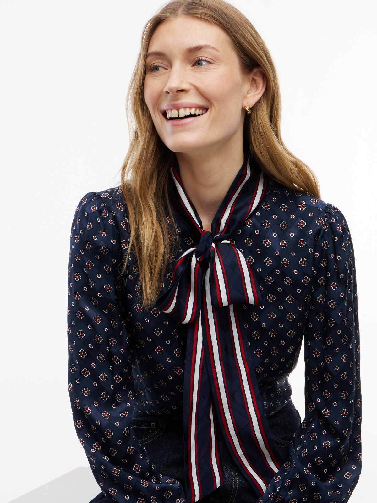Foulard Bow Blouse — Foulard Navy