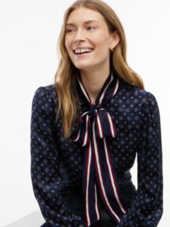 Foulard Bow Blouse — Foulard Navy 3