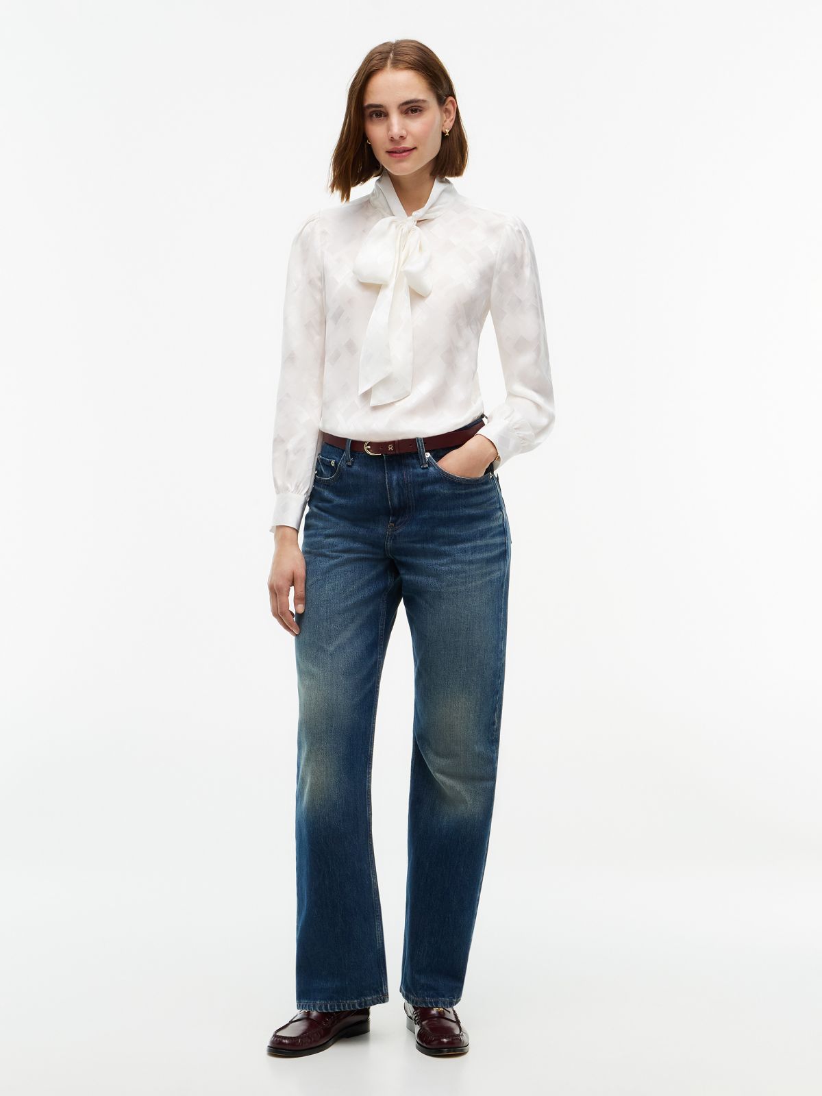 Foulard Bow Blouse — Ivory Silk