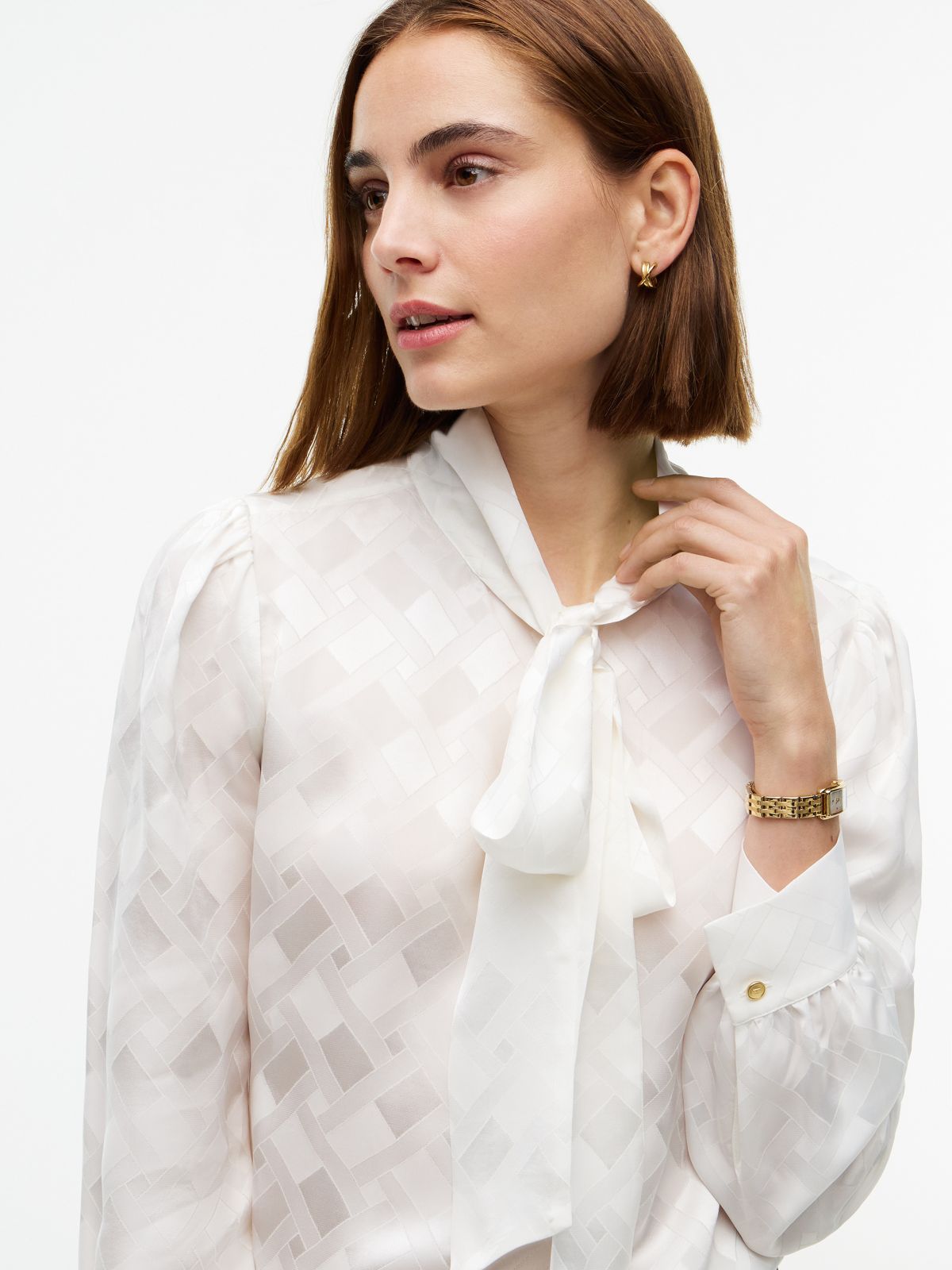 Foulard Bow Blouse — Ivory Silk