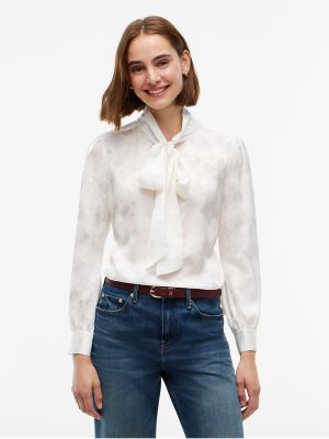 Foulard Bow Blouse, Ivory Silk
