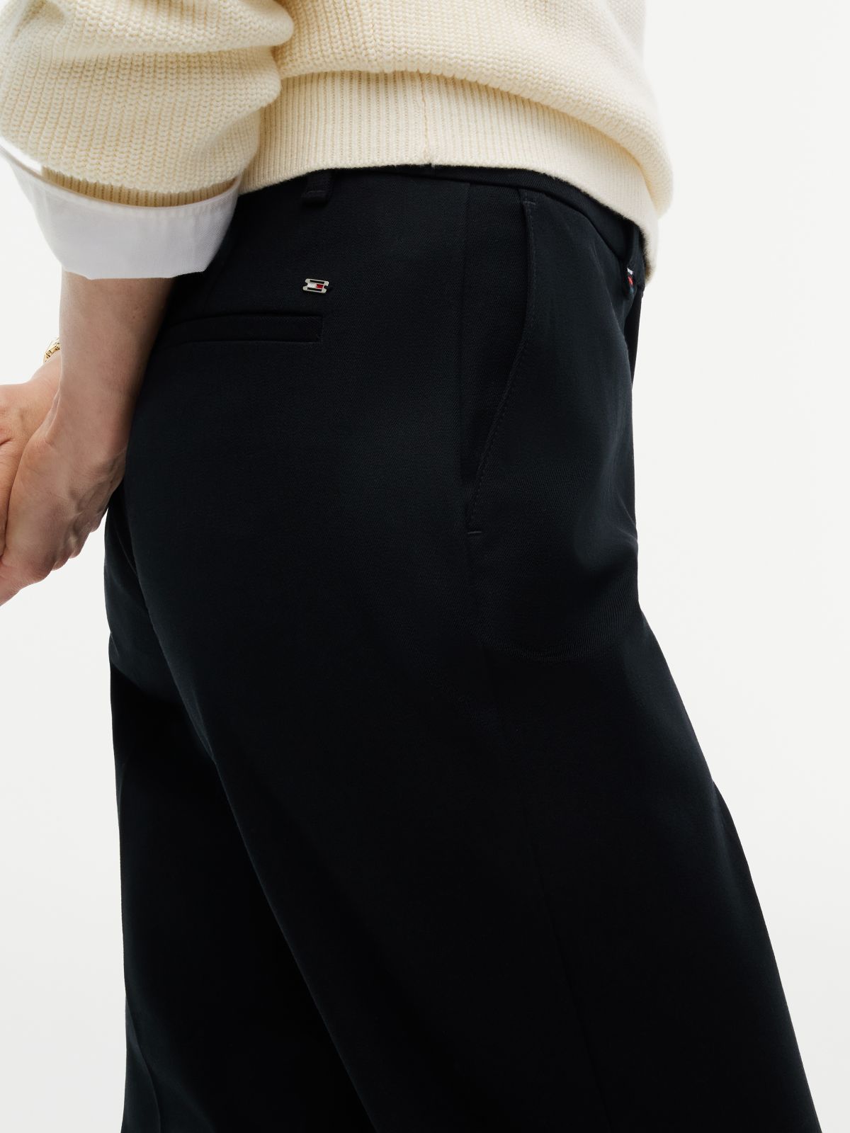 Stretch Gabardine Slim Straight Pant — Black
