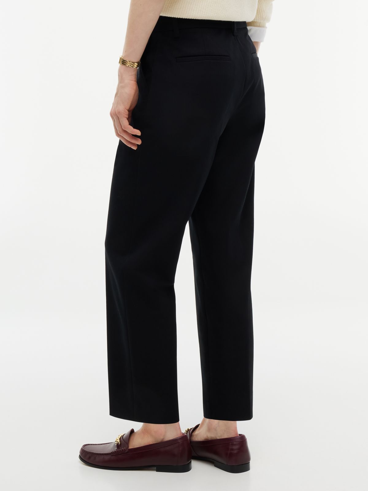 Stretch Gabardine Slim Straight Pant — Black
