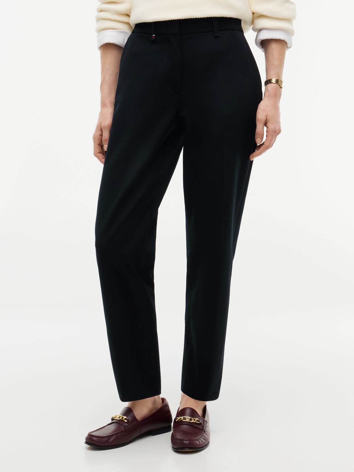 Stretch Gabardine Slim Straight Pant — Black