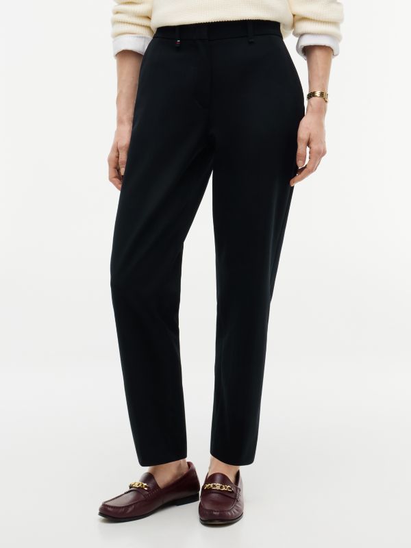 Stretch Gabardine Slim Straight Pant — Black